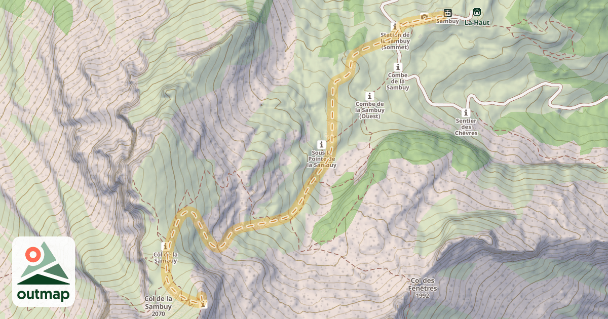 Map of Croix du Col de la Sambuy — Télésiège de la Sambuy