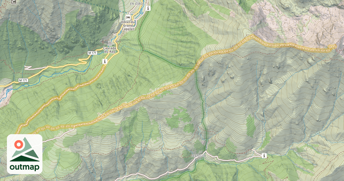 Map of Mont Capelet Supérieur — Épingle de la Cascade du Ray