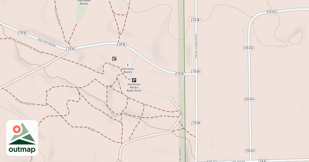Map of Base Area Trailhead Road