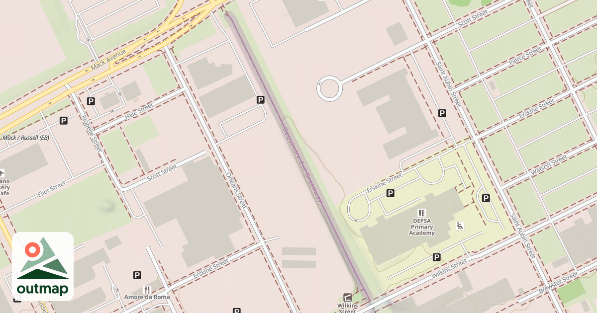 Map of Dequindre Cut Greenway