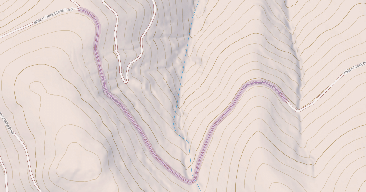 Map preview of Wilson Creek Divide Road