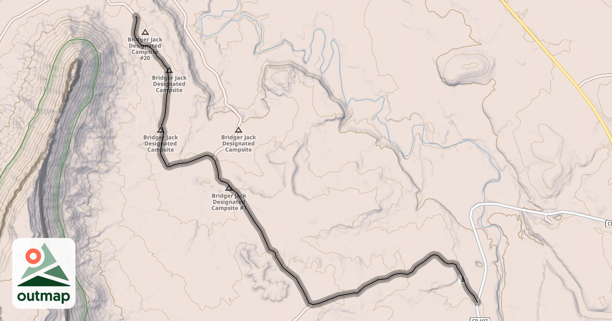 Map of Bridger Jack Mesa Trail