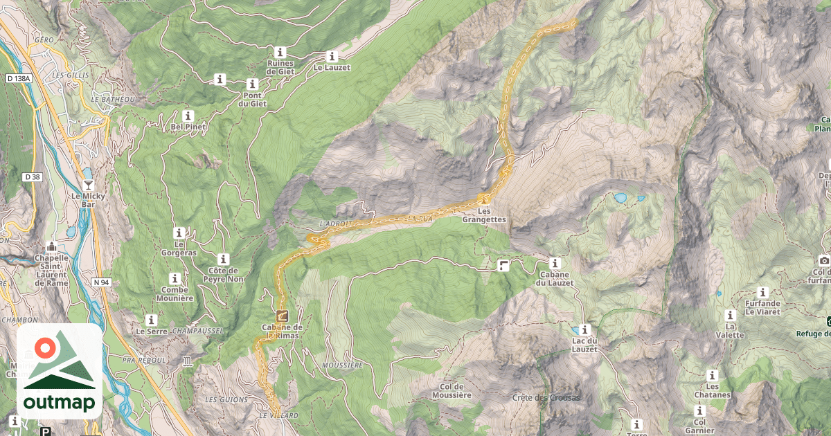 Map of Croix de Ratier — Le Villard