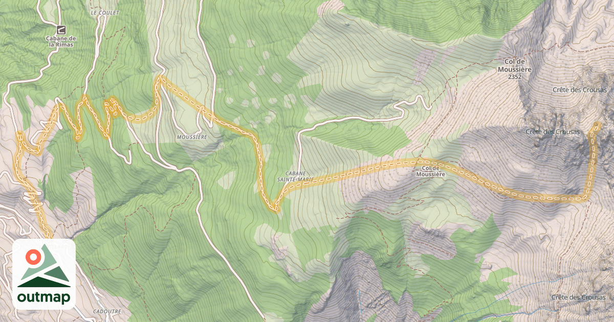Map of Crête des Crousas — Le Villard