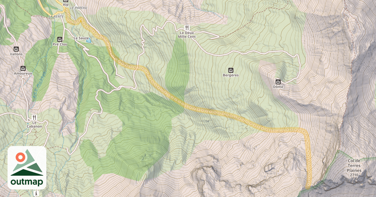 Map of Col du Vallon Julien — Super-Sauze
