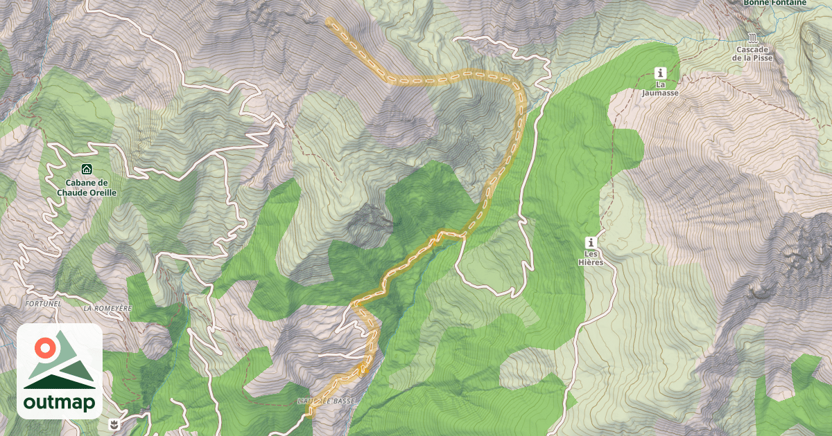 Map of Crêtes des Baumes — l'Aubrée-Basse