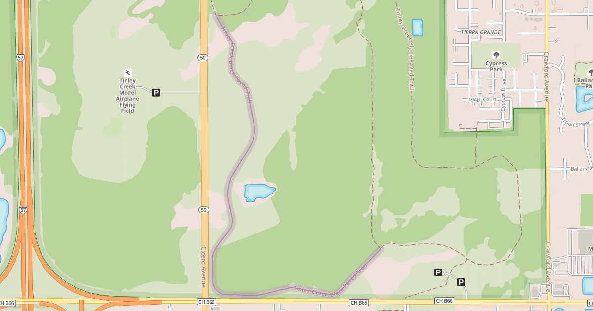 Map preview of Tinley Creek Black Paved Trail