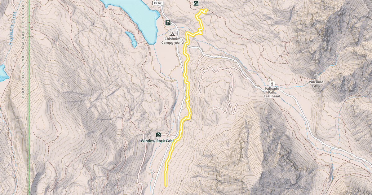 Map preview of Hyalite Canyon Trail