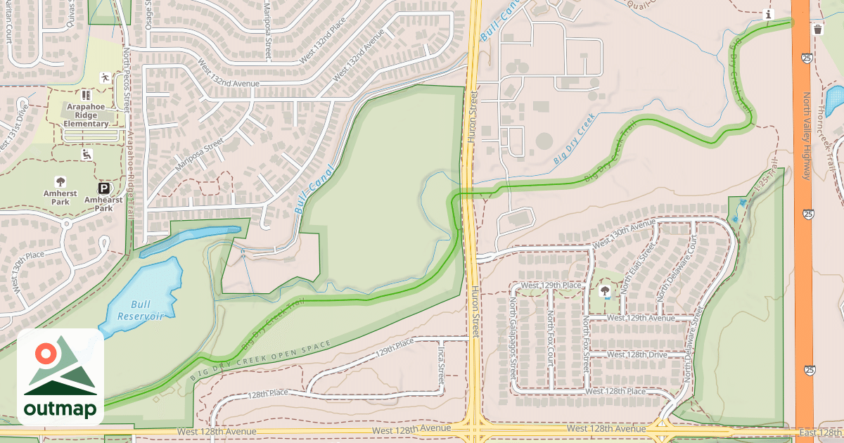 Map of Big Dry Creek Trail in Adams