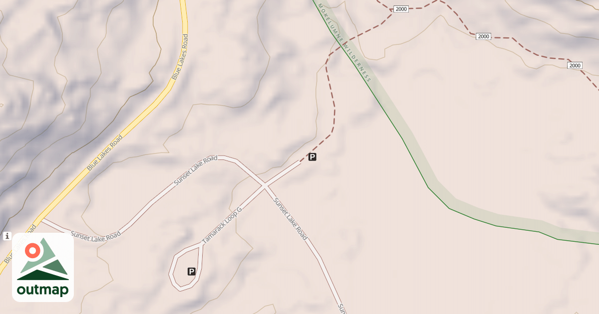 Map of BLUE LAKES TRAILHEAD ROAD