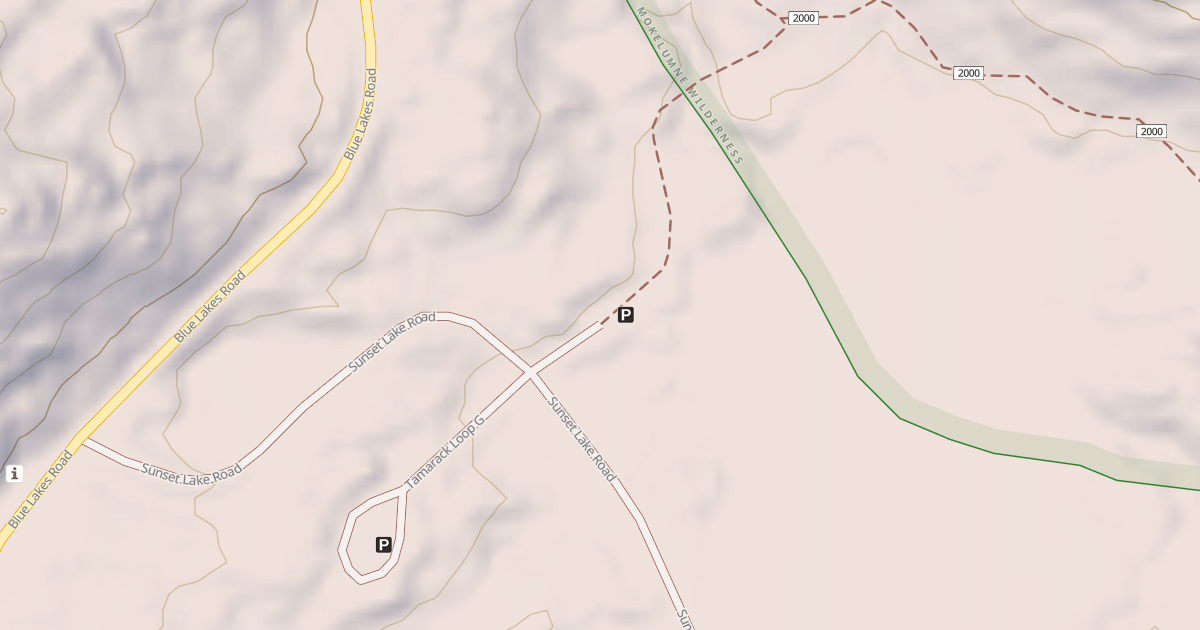 Map preview of BLUE LAKES TRAILHEAD ROAD