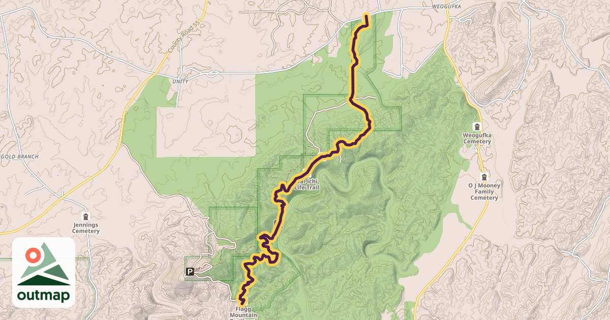 Map of Pinhoti National Recreational Trail