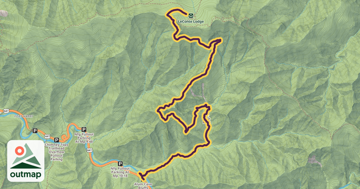 Map of Alum Cave Trail
