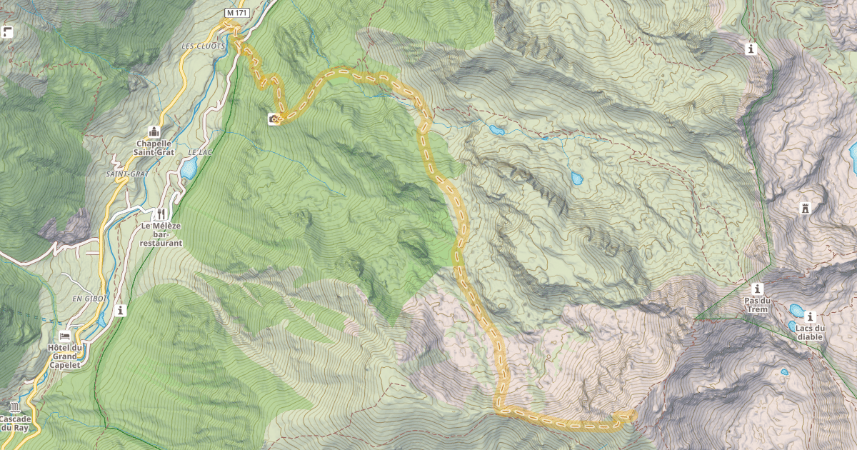 Map preview of Mont Capelet Supérieur — Pont des Sagnes