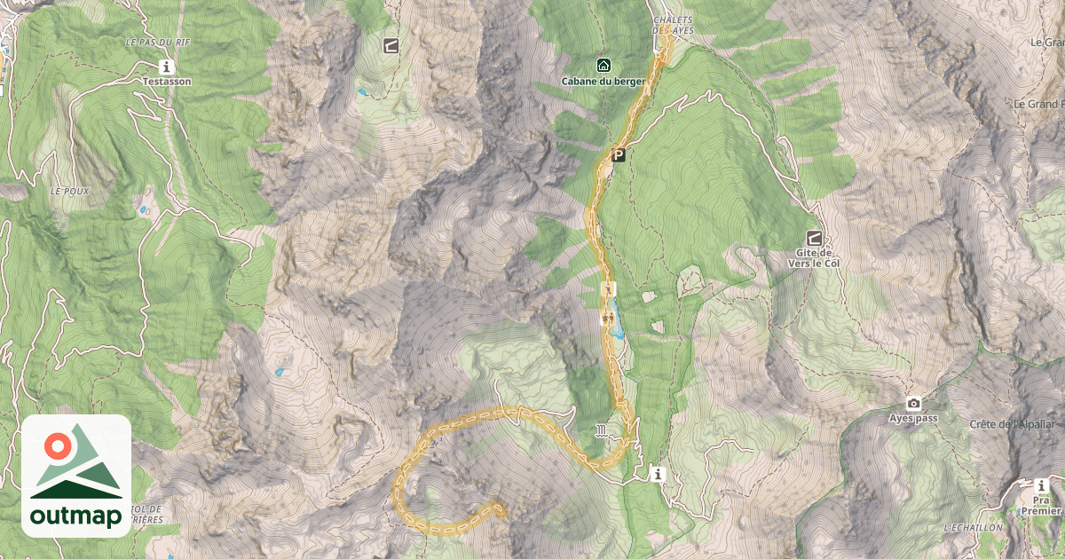 Map of Crêtes des Pénitents — Les Ayes