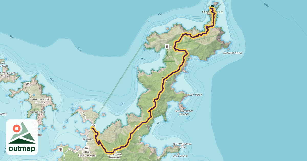 Map of Cape Brett Track
