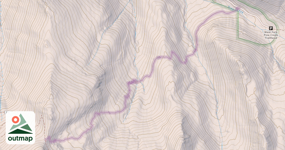 Map of West Fork Pine Creek Trail #200