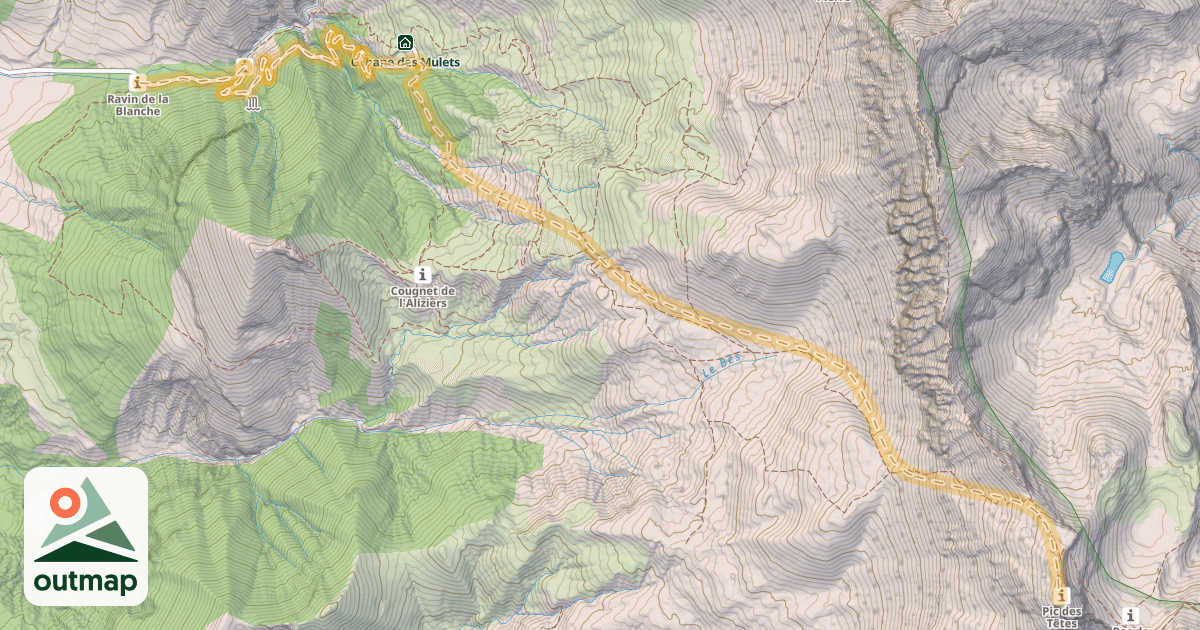 Map of Pic des Têtes — Les Martins