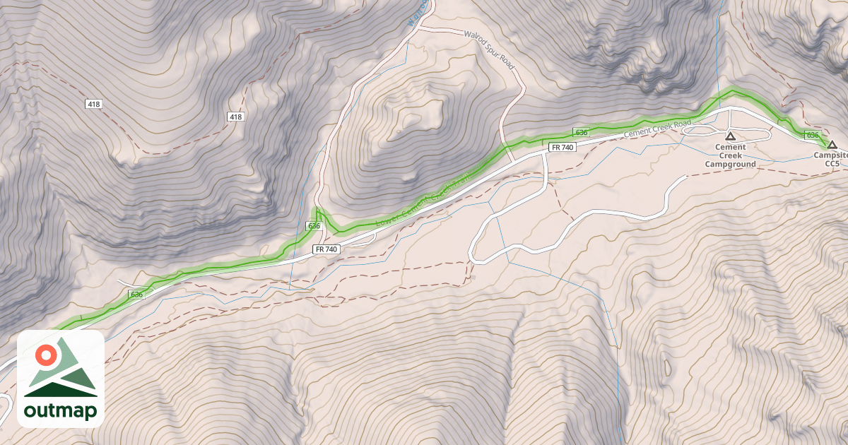 Map of Lower Cement Creek Trail