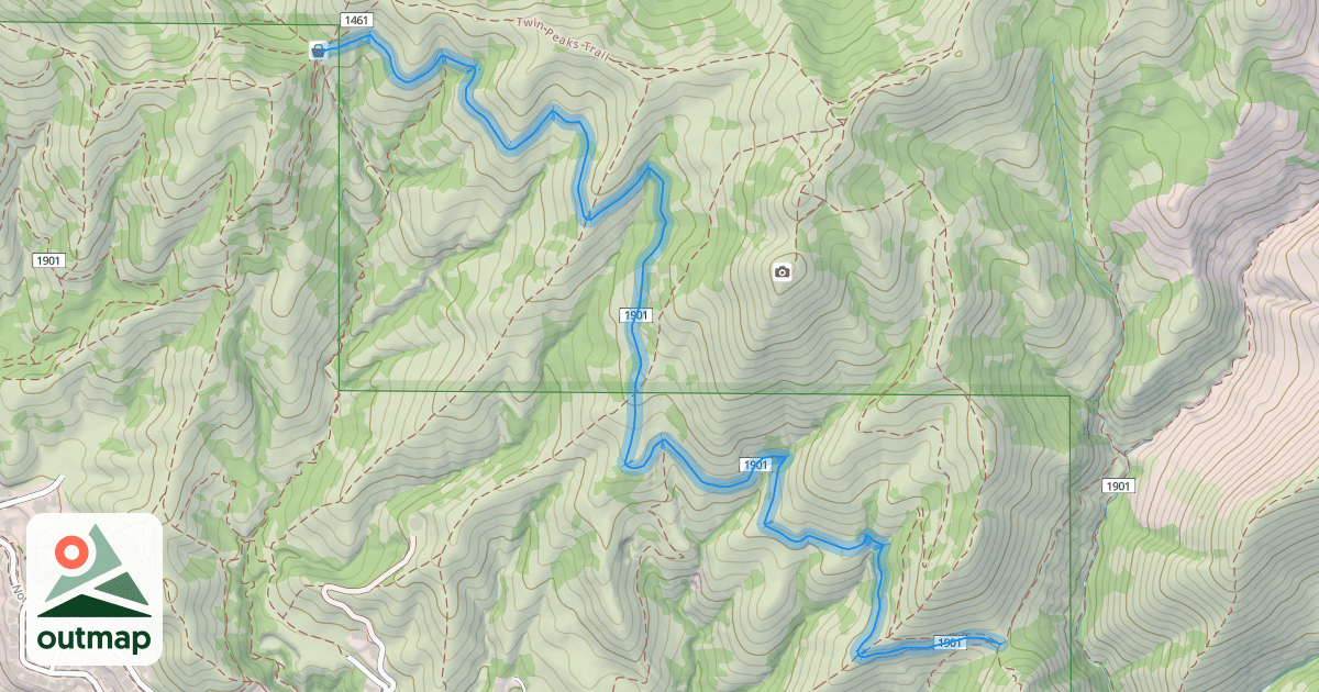 Map of Bonneville Shoreline Trail - Twin Peaks Section