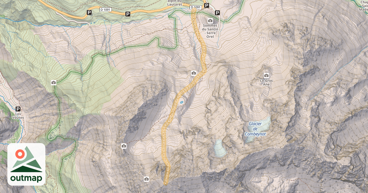 Map of Col de Roc Noir — Col du Lautaret