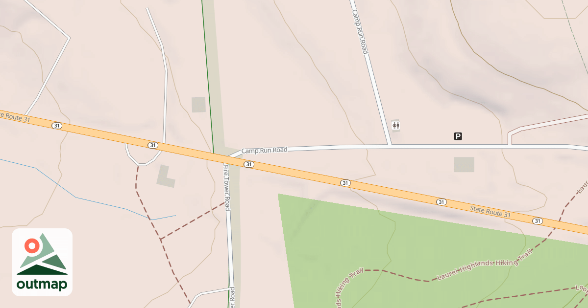 Map of Laurel Highlands Snowmobile Trail (Southern)