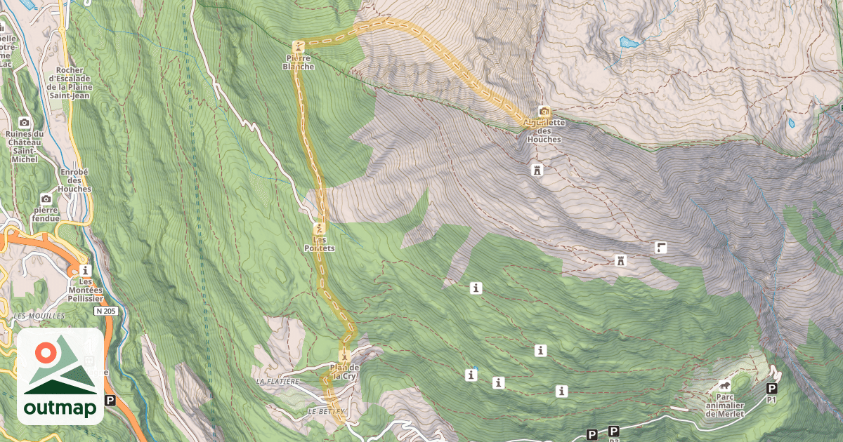 Map of Aiguillette des Houches — Le Bettey