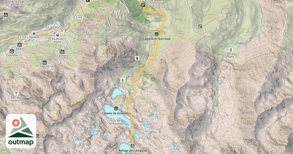 Map of Refuge de Campana de Cloutou — Artigues
