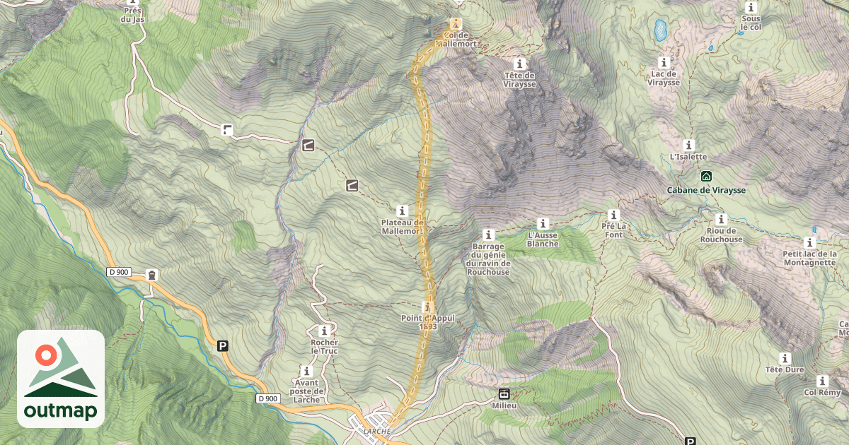 Map of Col de Mallemort — Larche
