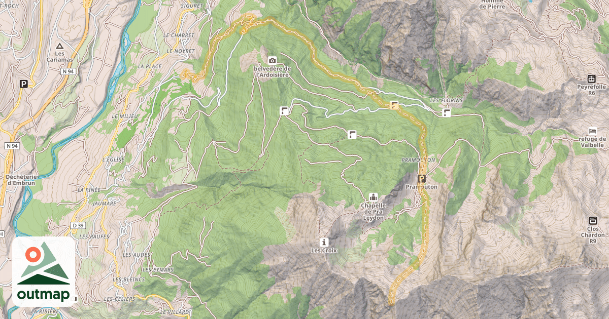 Map of Crête de Brunel — Les Jourcins