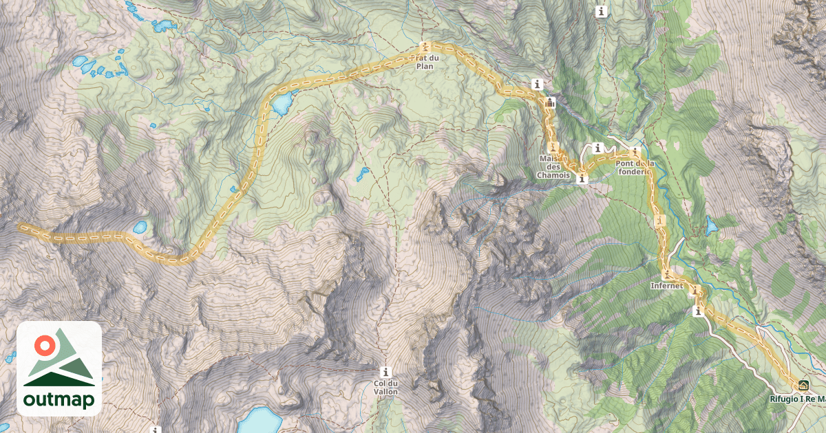 Map of Antécime du Rocher de la Grande Tempête — Refuge de la Vallée Étroite