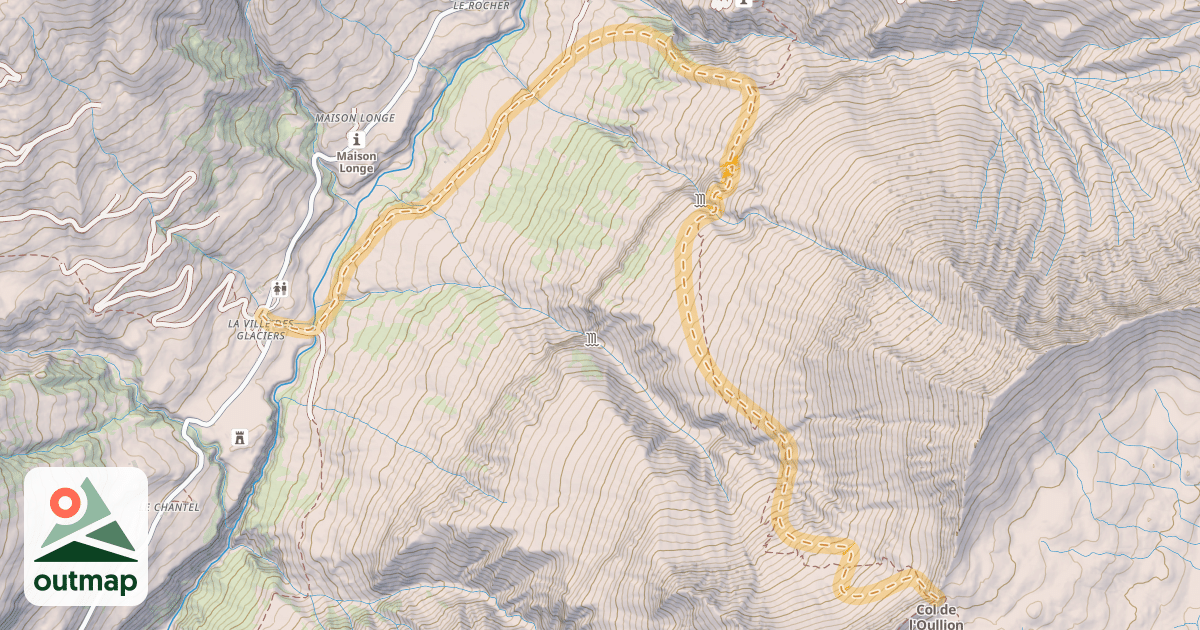 Map of Col de l'Ouillon — La VIlle des Glaciers