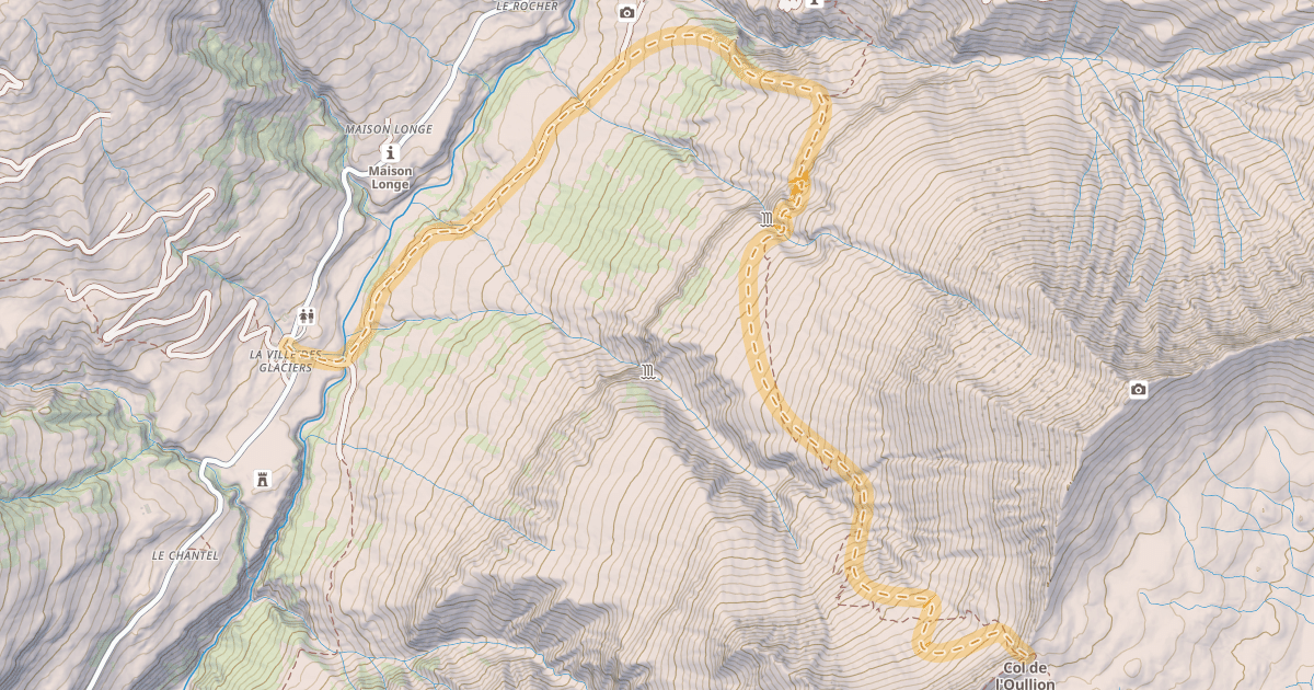 Map preview of Col de l'Ouillon — La VIlle des Glaciers