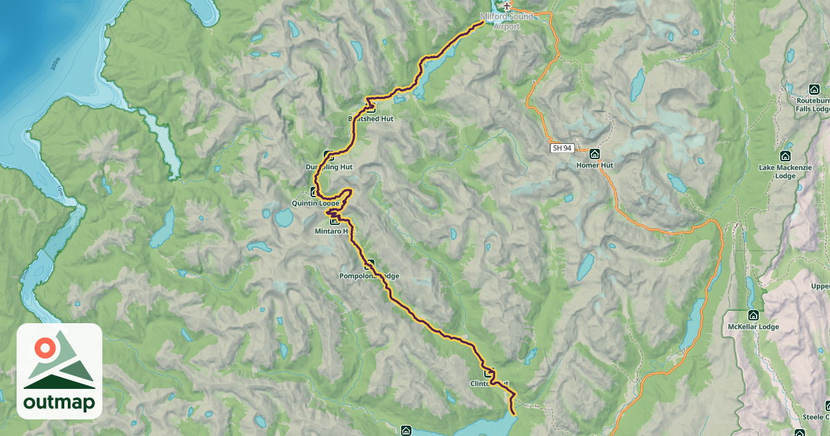 Map of Milford Track