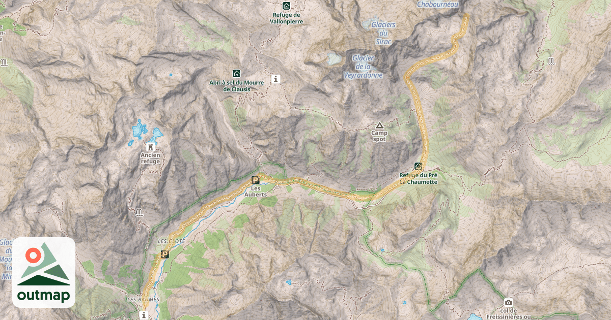 Map of Col du Loup de Champoléon — Les Baumes