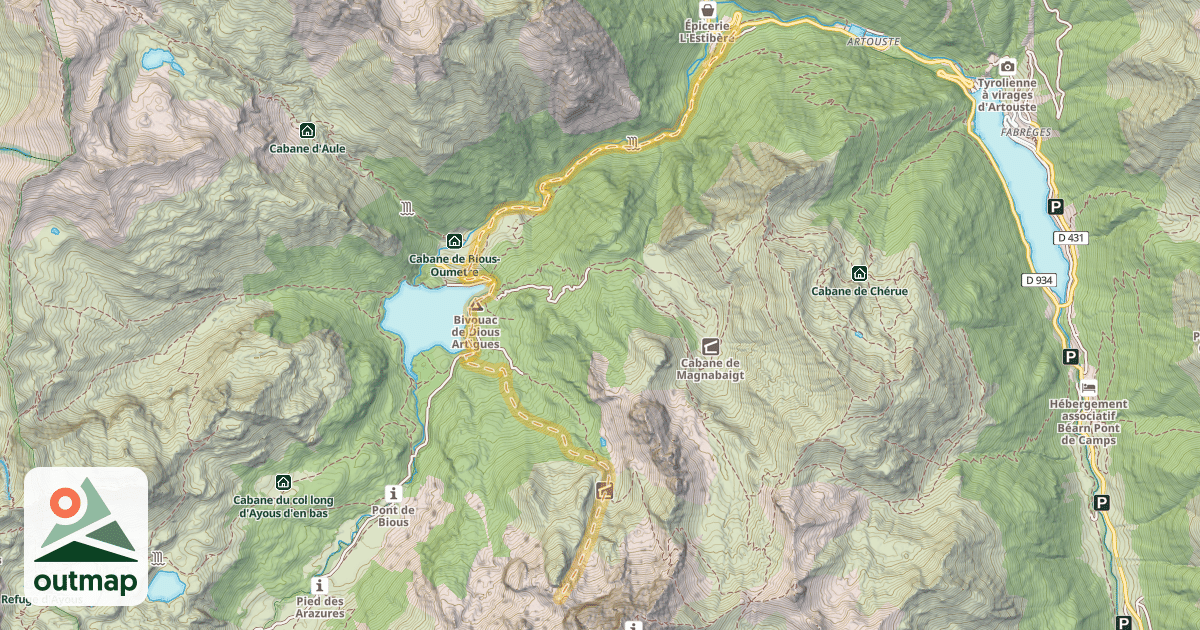 Map of Col des Cornes de Moudelhs — Gabas