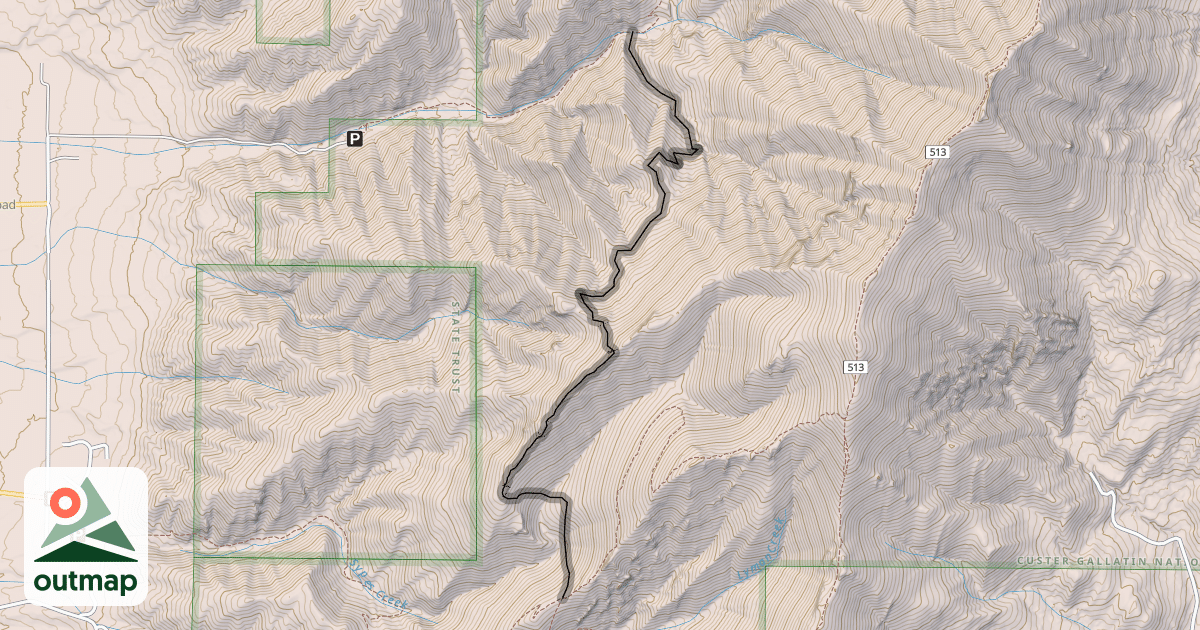 Map of Bridger Foothills Trail