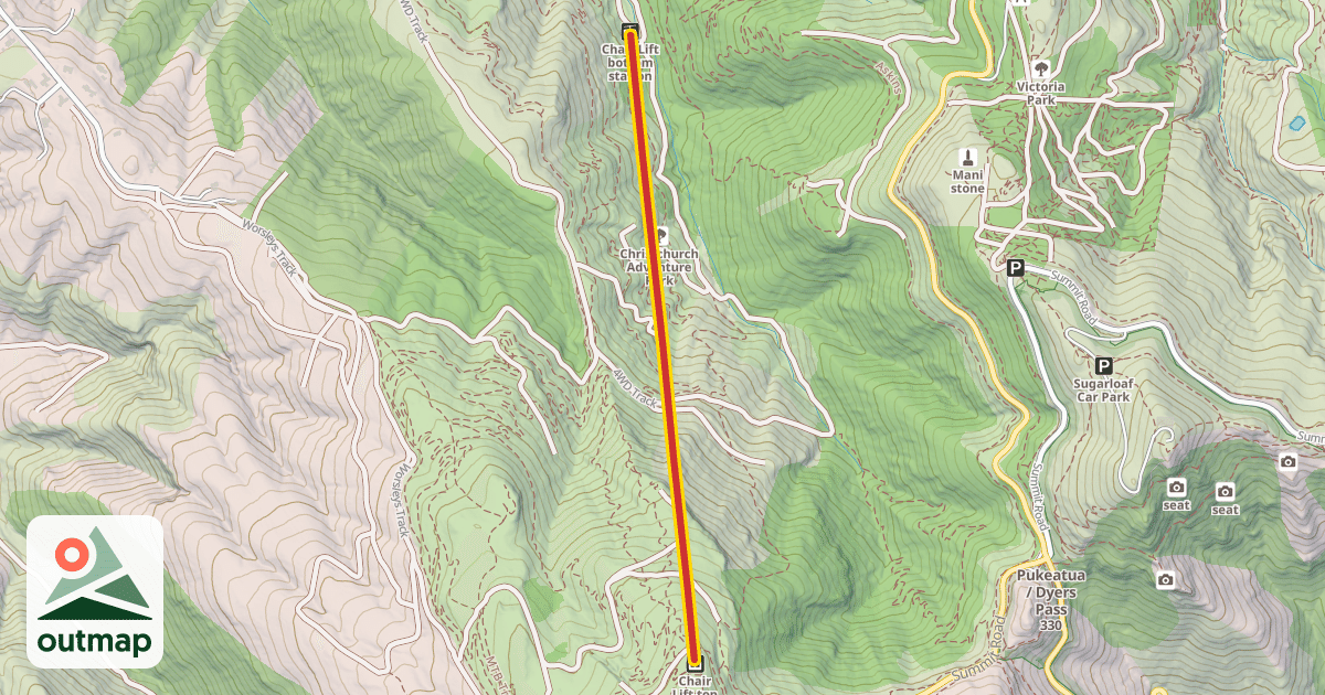 Map of Christchurch Adventure Park Chairlift