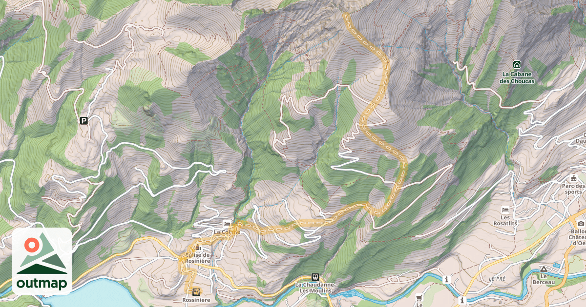 Map of Von Rossinière oder Château-d’Oex über die S-Seite