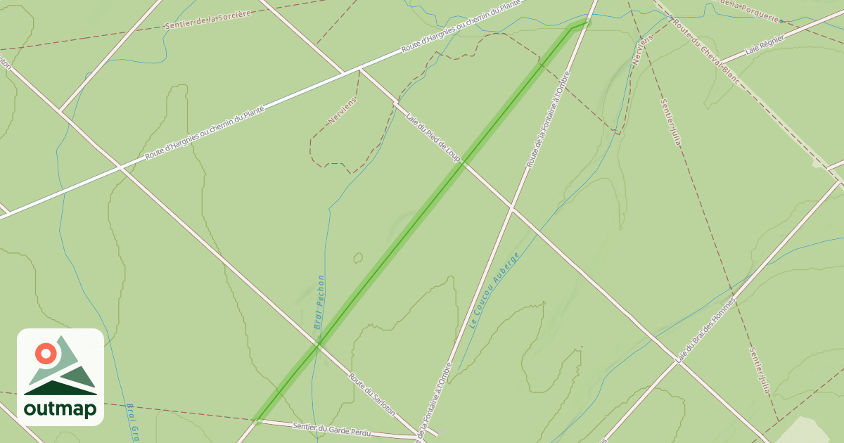 Map of Sentier du Carrefour de la Roulie aux Équettes au Cheval Blanc