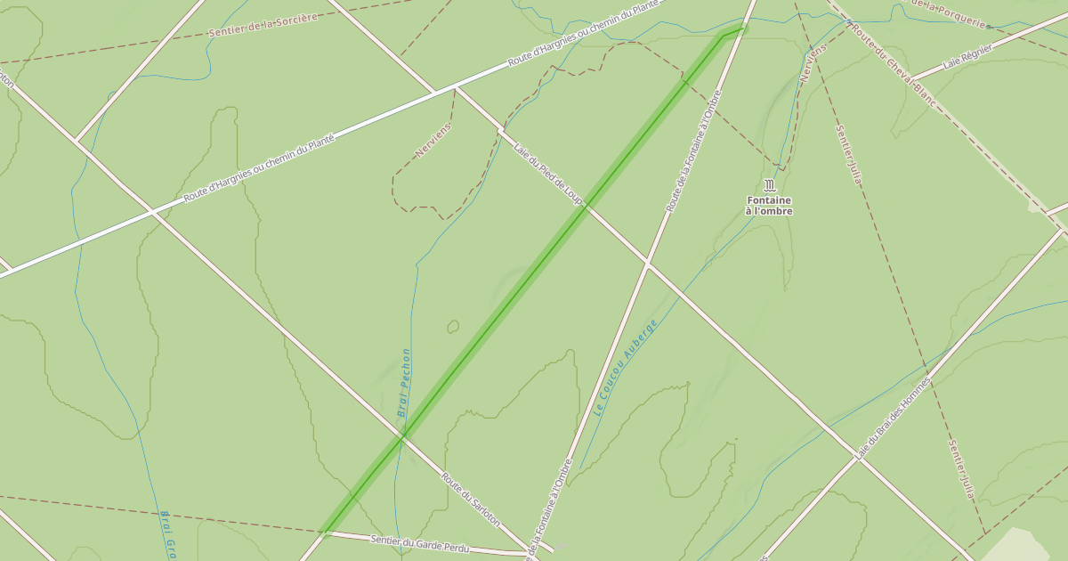 Map preview of Sentier du Carrefour de la Roulie aux Équettes au Cheval Blanc