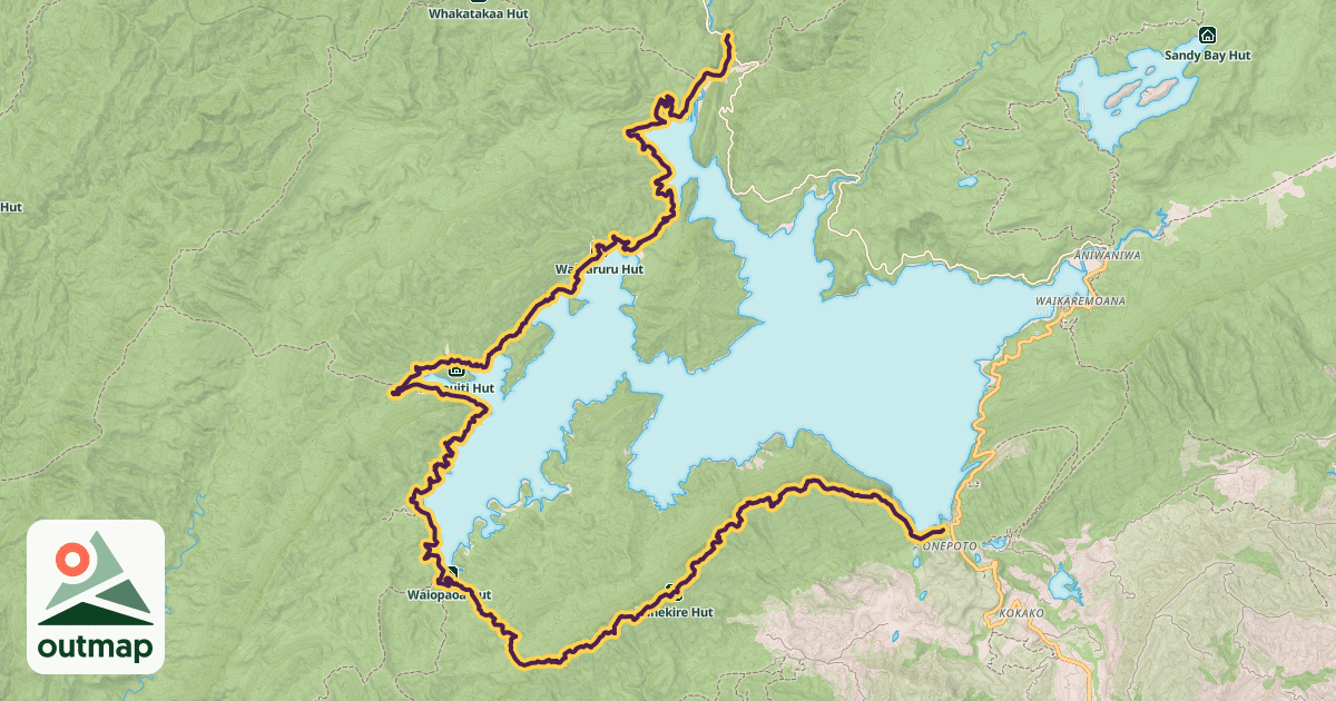 Map of Lake Waikaremoana Track