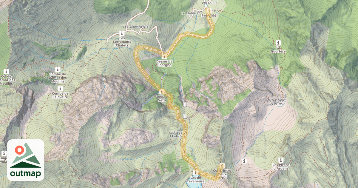Map of Col d'Entre Deux Pertuis — Prétairié