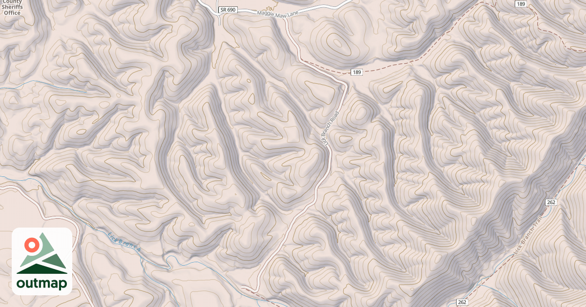 Map of LICK BRANCH