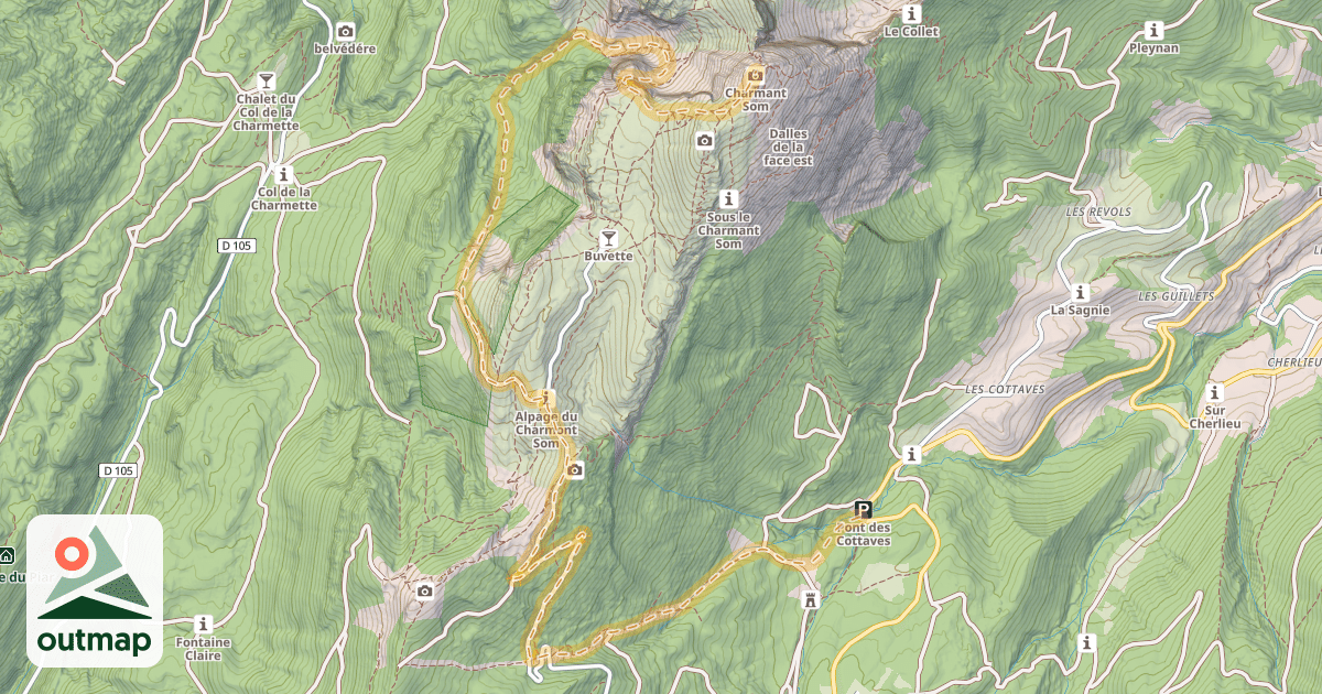 Map of Charmant Som — Pont des Cottaves