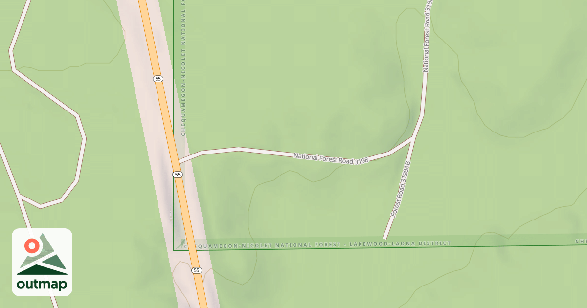 Map of FR 3198 in Langlade
