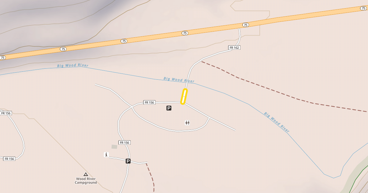 Map preview of Wood River Campground Road