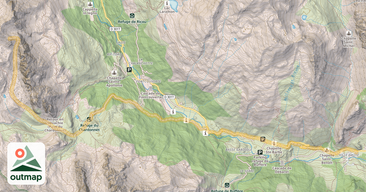 Map of Crête de la Casse Blanche — Névache
