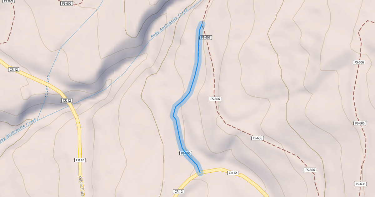 Map preview of Kebler Wagon Trail Spur