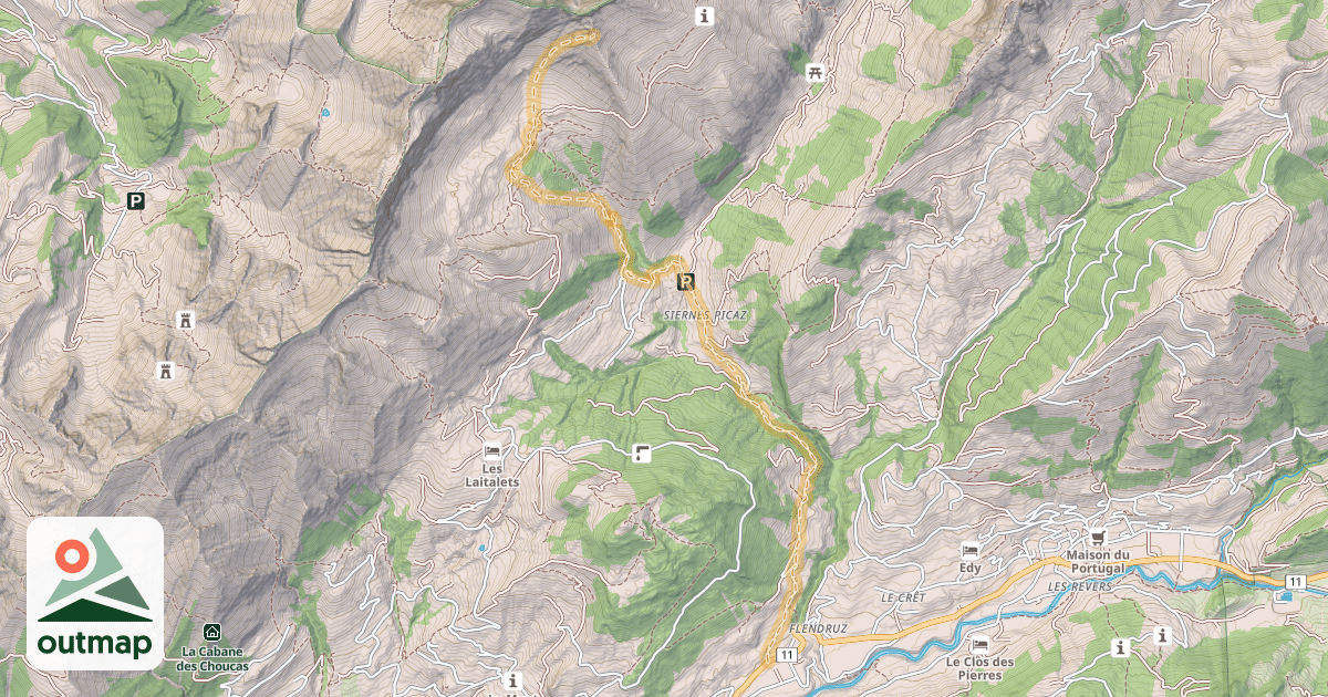 Map of Von Ciernes Picat über Paray Doréna und Grande Raye